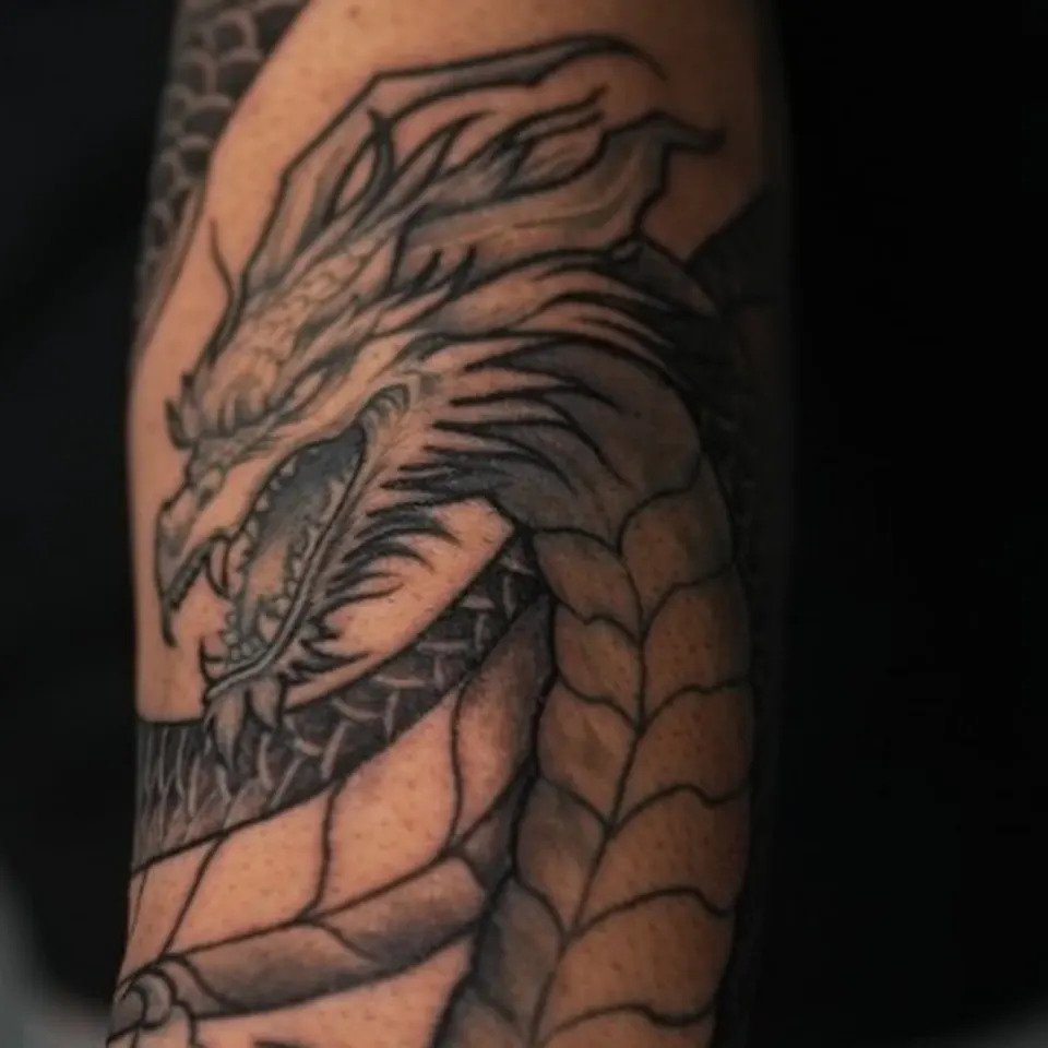 Dragon Forearm Sleeve tattoo by Divinya at Kamz Inkzone