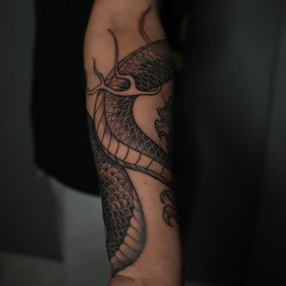 Dragon Forearm Sleeve tattoo by Divinya at Kamz Inkzone