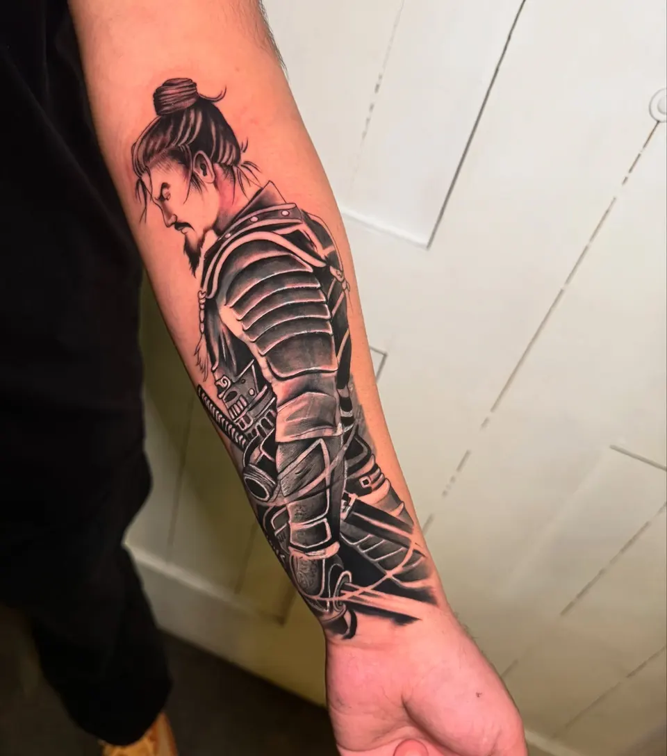 Samurai Forearm tattoo by Divinya at Kamz Inkzone