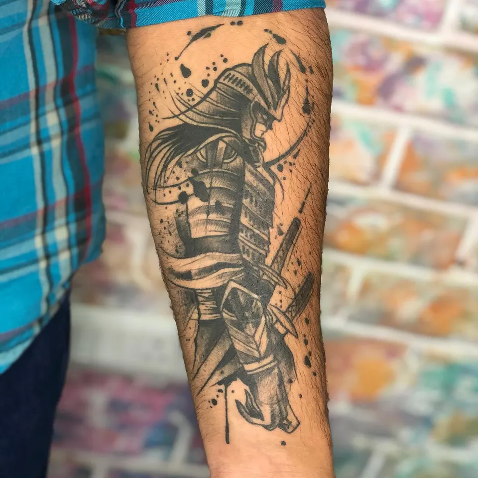 Samurai Sketch Forearm tattoo by Divinya at Kamz Inkzone