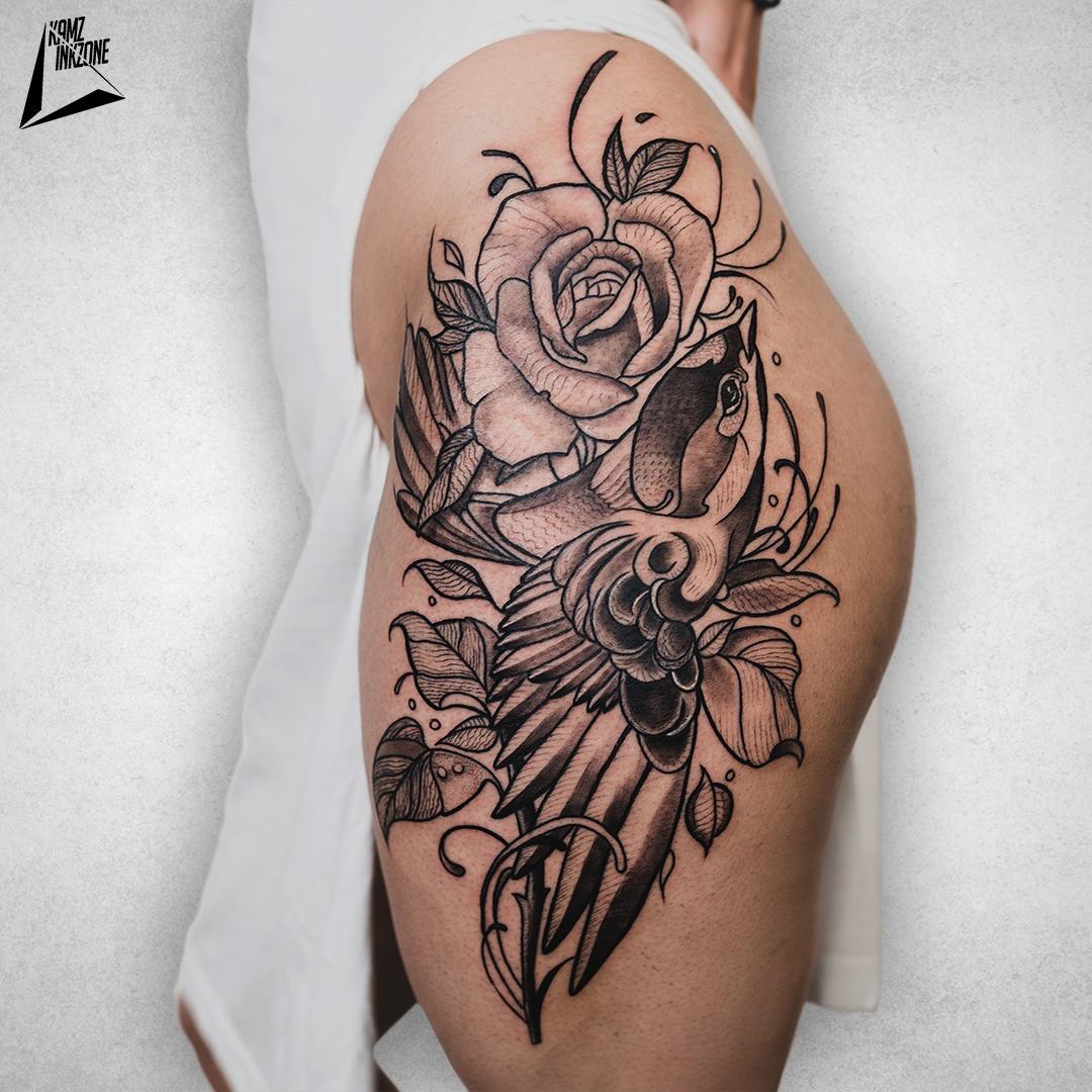 Neo-Traditional tattoo by Kamz Inkzone